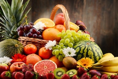 composition with assorted fruits. balanced diet