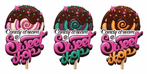 sweet shop logo set