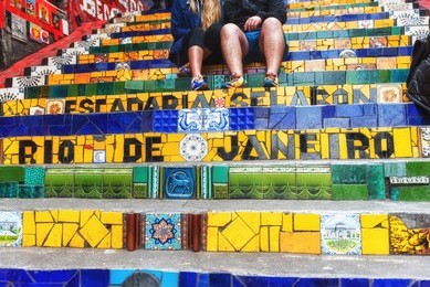 escadaria selaron famous public steps of artist jorge selaron in rio de janeiro, brazil.