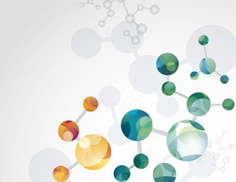 molecular cell structure background with blue, cyan, orange, green and red. chemical network connection vector backdrop