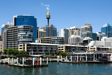 a harbour scene, darling harbour, sydney, new south wales, australia