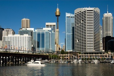 a harbour scene, darling harbour, sydney, new south wales, australia