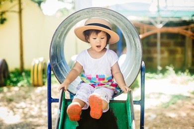 free play in the playground for baby and toddler is important activity for child development.kid can learn and enjoy the fresh air, explore sights and sounds and tests out her developing skills.