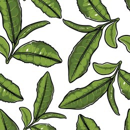 tea seamless pattern white