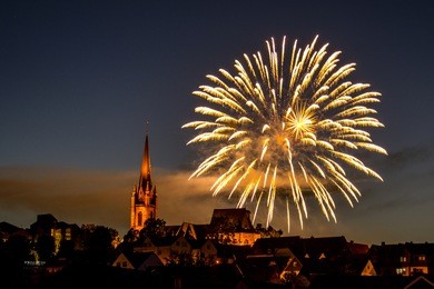 fireworks over the church