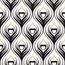 vector seamless pattern with stylized peacock feather. monochrome elegant background