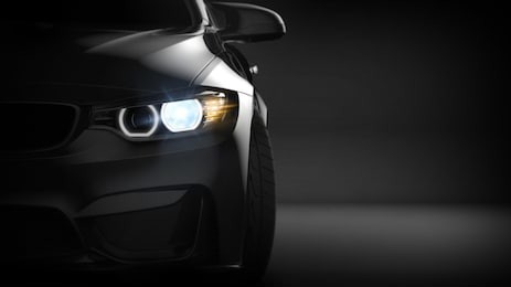 black modern car headlights (with overlay) - 3d illustration