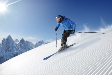 skier in high mountains - alpine