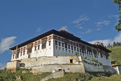 bhutan,  paro dzong and ta dzong above