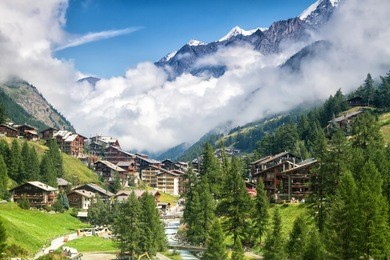 famous swiss city zermatt in the valley near the swiss-italian border center of alpine sports. valais canton, switzerland