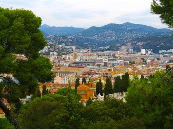 nice,cote d'azur, france. view of the city from the hill chateau. castle hill has plenty of lookouts at different heights .