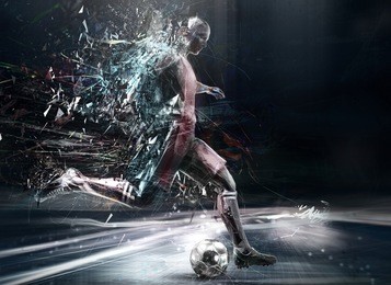 abstract soccer player; 3d illustration