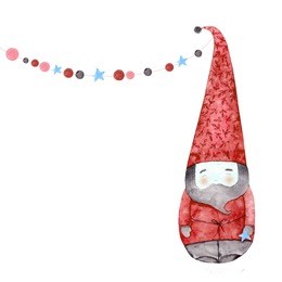 watercolor santa claus. funny santa. new year card. christmas background.
