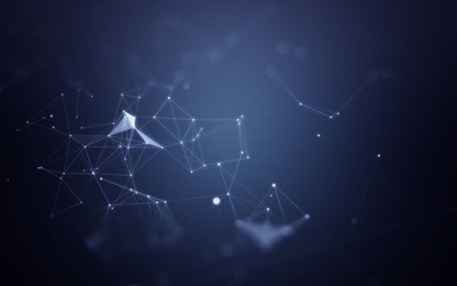 abstract polygonal space blue background with low poly connecting dots and lines - connection structure - futuristic hud background