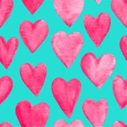 beautiful vector illustration seamless pattern with red watercolor hearts. background romantic design. for greeting cards and invitations of the wedding, birthday, valentine's day, mother's day