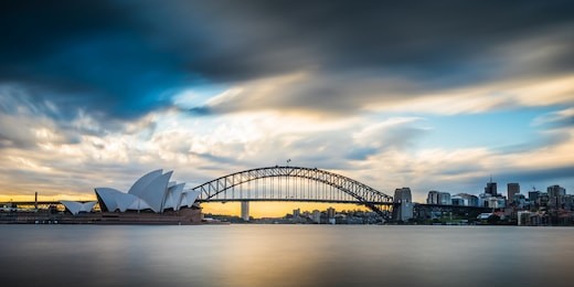 rain showers pass by sydney harbour, nsw, australia