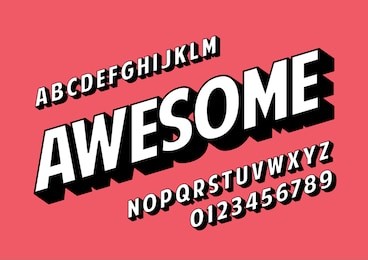 vector of retro slanted font and alphabet