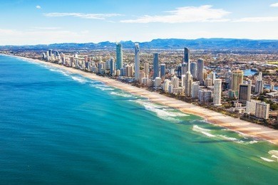 aerial view of surfers paradise on the gold coast, queensland, australia