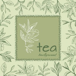 tea logo vector background with painted leaves tea
