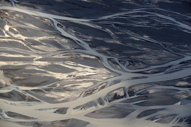 aerial view of glacier river south iceland