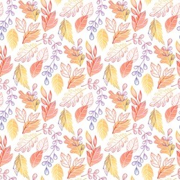 seamless pattern. bright pattern with leaves in fall colors. colorful hand drawn stylized leaves. beautiful template for greeting cards, prints, flyers, invitations, posters and more.