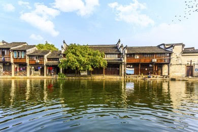 china's famous jiangnan water village, nanxun town.