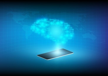 abstract digital and technology background. artificial intelligence with smartphone.