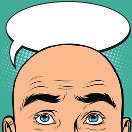 thoughts men bald head, pop art retro vector