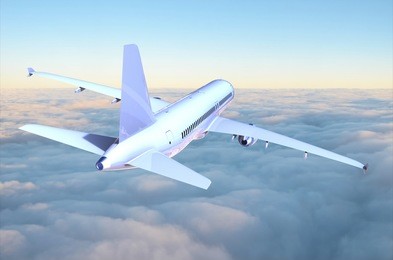 airplane in the sky 3d rendering