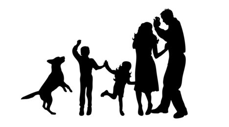 vector silhouette of family on white background.