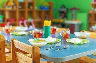 meal time in kindergarten.
