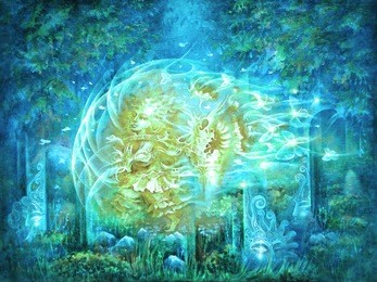magic portals to other worlds, esoteric painting with mystical spirit, energy, and human spirituality