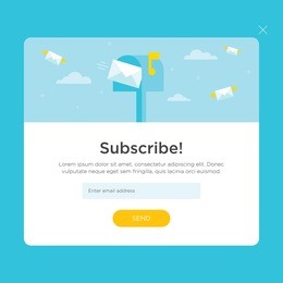 vector template for email subscribe. with flying envelopes and mailbox.