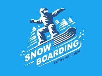 snowboarding emblem illustration man on blue background