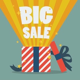 big sale with a christmas gift box