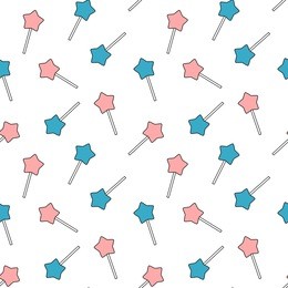 cute cartoon blue pink star lollipop seamless vector pattern background illustration