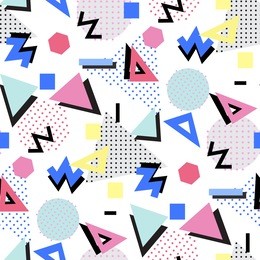 memphis seamless pattern of geometric shapes abstract 1980-90 styles design. trendy memphis style. colorful geometric hipster memphis poster background. vector memphis illustration stock vector.