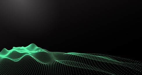 abstract digital landscape with flowing particles. cyber or technology background.vector illustration.