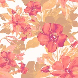seamless pattern of red flowers, watercolor  image on a colored