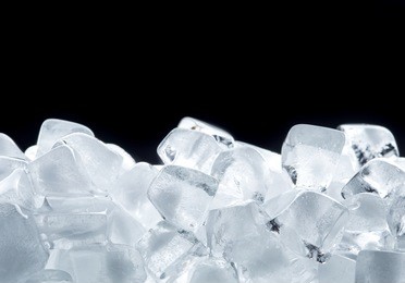 ice cubes isolated on black background