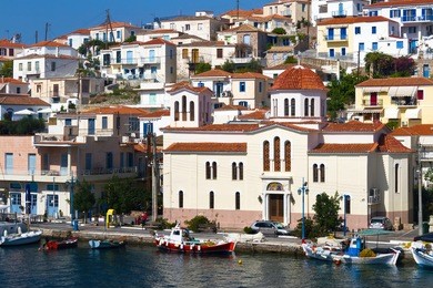 poros. greek island in southern part of saronic gulf. the popular weekend destination for athenian travellers.