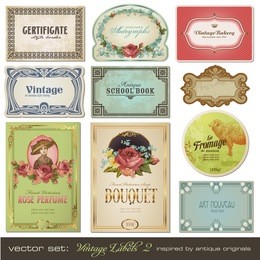 vector set: vintage labels set 2 - inspired by antique originals