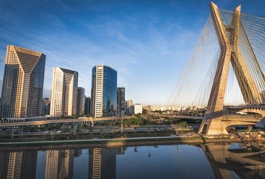 sao paulo's landmark estaiada bridge - brazil