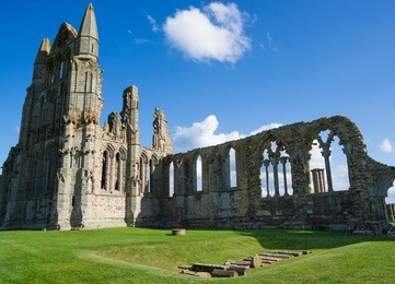 remainings of whitby abbey in north yorkshire, in the uk. it is ruins of the benedictine abbey. now it is under protection of the english heritage.