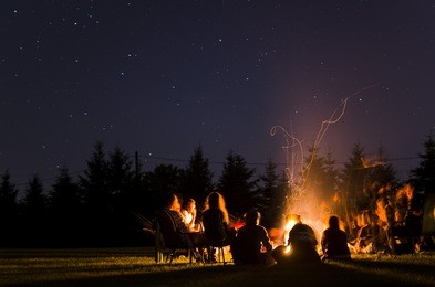 camp fire in summer