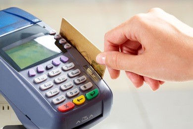 close-up of moment of payment by credit card