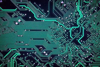 detail of printed circuit board, old motherboard