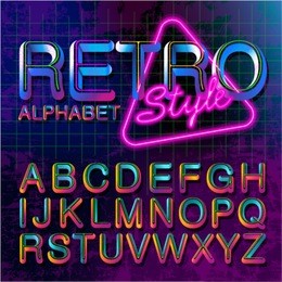 80's retro alphabet font. vintage alphabet vector  80's, 90's old style graphic poster set. eighties style graphic template. template easy editable for your design.