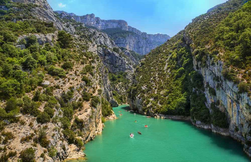 entrance of the verdon gorge in provence, france