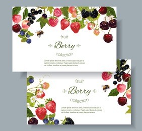 vector mix berry banners. design for tea, natural cosmetics, beauty store, dessert menu, organic health care products, perfume, aromatherapy. with place for text